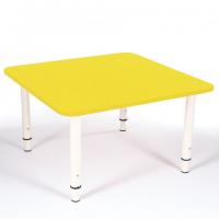 Стол детский "Дошколенок", 700х700х400-580 мм, регулируемый, рост 0-3 (85-145 см), пластик, желтый, слоновая кость - Премиум Сервис