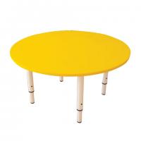 Стол детский круглый, 800х800х400-580 мм, регулируемый, рост 0-3 (85-145 см), пластик желтый, слоновая кость - Премиум Сервис