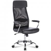 Кресло офисное BRABIX "Flight EX-540", хром, экокожа, сетка, черное, 531850 - Премиум Сервис