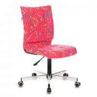 Кресло CH-330M, без подлокотников, пятилучие серебристое, ткань, красное с рисунком, 1624531 - Премиум Сервис