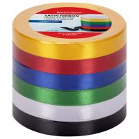 Лента атласная ширина 12 мм, набор №1 6 цветов по 23 м, BRAUBERG, 591499 - Премиум Сервис