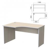 Стол письменный эргономичный "Бюджет", 1360х900х740 мм, левый, дуб шамони светлый, 402662-430 - Премиум Сервис