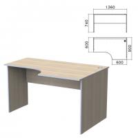 Стол письменный эргономичный "Бюджет", 1360х900х740 мм, правый, дуб шамони светлый, 402663-430 - Премиум Сервис