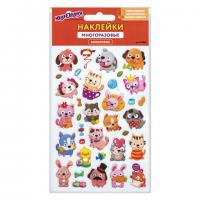 Наклейки виниловые "Зверята", многоразовые, 10х15 см, ЮНЛАНДИЯ, 661806 - Премиум Сервис