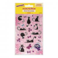 Наклейки зефирные "Кошки", многоразовые, с блестками, 10х15 см, ЮНЛАНДИЯ, 661825 - Премиум Сервис
