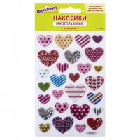 Наклейки объемные "Сердца", многоразовые, 10х15 см, ЮНЛАНДИЯ, 661832 - Премиум Сервис