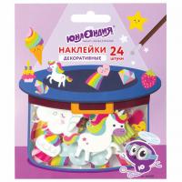 Наклейки из EVA "Единорог и радуга", 24 штуки, ассорти, ЮНЛАНДИЯ, 662685 - Премиум Сервис