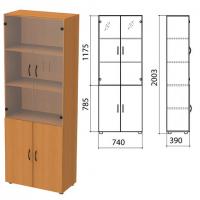 Шкаф закрытый со стеклом "Фея", 740х390х2000 мм, цвет орех милан (КОМПЛЕКТ) - Премиум Сервис