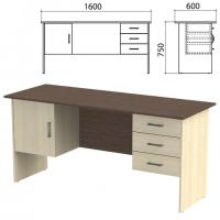 Стол письменный "Канц", 1600х600х750 мм, 2 тумбы, комбинированный, цвет венге/дуб молочный (КОМПЛЕКТ) - Премиум Сервис