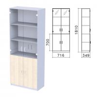 Шкаф закрытый со стеклом "Бюджет", 716х349х1810 мм, дуб шамони светлый (КОМПЛЕКТ) - Премиум Сервис
