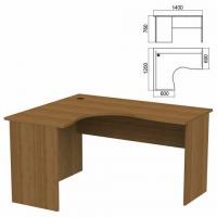 Стол компактный "Арго", 1400х1200х760 мм, левый, орех (КОМПЛЕКТ) - Премиум Сервис