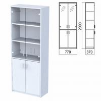Шкаф закрытый со стеклом "Арго", 770х370х2000 мм, серый (КОМПЛЕКТ) - Премиум Сервис