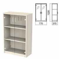 Шкаф закрытый со стеклом "Арго", 770х370х1220 мм, ясень шимо (КОМПЛЕКТ) - Премиум Сервис