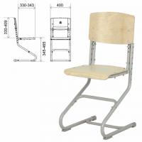 Стул ученический регулируемый "ДЭМИ" СУТ.01, 400х330-343х795-874 мм, серый каркас, фанера лак - Премиум Сервис