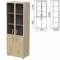 Шкаф закрытый со стеклом в алюминиевой рамке "Приоритет" 720х438х2000 мм, 4 полки, кронберг (КОМПЛЕКТ) - Премиум Сервис