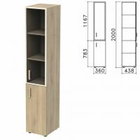 Шкаф закрытый со стеклом в алюминиевой рамке "Приоритет", правый 360х438х2000 мм, 4 полки, кронберг (КОМПЛЕКТ) - Премиум Сервис