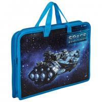 Папка на молнии с ручками ЮНЛАНДИЯ А4, 1 отделение, пластик, ширина 40 мм, "Space explorer", 270949 - Премиум Сервис