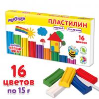 Пластилин мягкий ЮНЛАНДИЯ "ВЕСЕЛЫЙ ШМЕЛЬ", 16 цветов, 240 г, СО СТЕКОМ, 106673 - Премиум Сервис