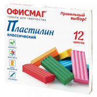 Пластилин классический ОФИСМАГ, 12 цветов, 240 г, СО СТЕКОМ, 106677 - Премиум Сервис