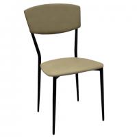 Стул для столовых, кафе, дома РС23, черный каркас, экокожа серо-бежевая - Премиум Сервис