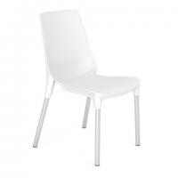 Стул для столовых, кафе, дома SHT-S75, серебристый металлический каркас, пластик белый - Премиум Сервис