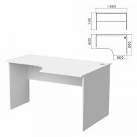 Стол письменный эргономичный "Бюджет", 1360х900х740 мм, правый, белый, 402663-290 - Премиум Сервис