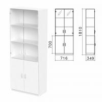 Шкаф закрытый со стеклом "Бюджет", 716х349х1810 мм, белый (КОМПЛЕКТ) - Премиум Сервис