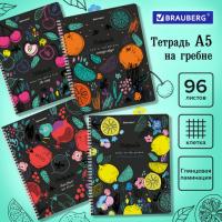 Тетрадь А5 96л. BRAUBERG гребень, клетка, глянцевая ламинация, ДИЗАЙН 2, 404420 - Премиум Сервис