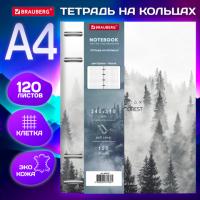 Тетрадь на кольцах БОЛЬШАЯ А4 (240х310 мм), 120 л., под кожу, BRAUBERG VISTA, "Туман", 404515 - Премиум Сервис