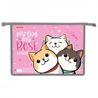 Папка для тетрадей ПИФАГОР А4, 1 отделение, картон/пластик, на молнии, Best team, 272124 - Премиум Сервис