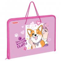 Папка для труда на молнии с ручками ПИФАГОР А4, 1 отд., пластик, органайзер, Fluffy akita, 272227 - Премиум Сервис