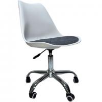 Кресло стул BRABIX "Eames MG-310 CH", хром, пластик белый, ткань серая, 532924 - Премиум Сервис