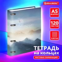 Тетрадь на кольцах А5 160х212мм, 120л, картон,матовая ламинация, клетка, BRAUBERG, Аниме new, 404724 - Премиум Сервис