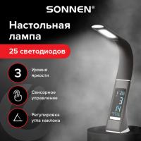 Настольная лампа-светильник SONNEN SM-01B на подставке, LСD экран, СВЕТОДИОДНАЯ, 5 Вт, черный, 238232 - Премиум Сервис