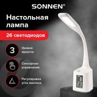 Настольная лампа-светильник SONNEN HS-01 на подставке, LСD экран, СВЕТОДИОДНАЯ, 5 Вт, белый, 238234 - Премиум Сервис