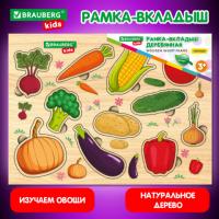 Рамка-вкладыш деревянная развивающая "Овощи", 22х30 см., BRAUBERG KIDS, код 1С - Премиум Сервис
