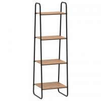 Стеллаж на металлокаркасе "Скандинавия-14", 450*385*1470 мм, 4 полки ЛДСП, черный/дуб, CТCП14 Ч - Премиум Сервис