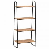 Стеллаж на металлокаркасе "Скандинавия-24", 650*385*1470 мм, 4 полки ЛДСП, черный/дуб, CТCП24 Ч - Премиум Сервис