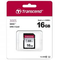 Карта памяти SDHC 16 ГБ, TRANSCEND UHS-I U1, 95 Мб/с (class 10), TS16GSDC300S - Премиум Сервис