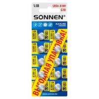 Батарейки алкалиновые "таблетка" КОМПЛЕКТ 10 шт., SONNEN Alkaline 189A (G10, LR54), в блистере, 457136 - Премиум Сервис