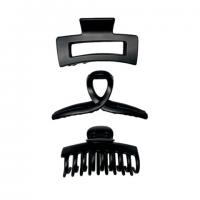 Крабы для волос НАБОР 3 шт, 8,5см/9см/11см, матовый, чёрный MONTE VITA 457032 - Премиум Сервис