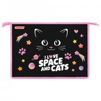 Папка для тетрадей ПИФАГОР А4, 1 отделение, картон/пластик, на молнии, Dark kitten, 273339 - Премиум Сервис