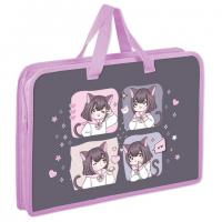 Папка на молнии с ручками ЮНЛАНДИЯ А4, 1 отделение, пластик, ширина 45 мм, Anime dreamer, 273357 - Премиум Сервис