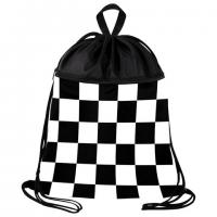 Мешок для обуви BRAUBERG БОЛЬШОЙ, с ручкой, карман на молнии, сетка, 49х41 см, Black and white, 273452 - Премиум Сервис