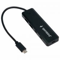 Хаб USB 3.1, 2xUSB, 2xType-C, с доп. пит. (Type-C), кабель Type-C 19 см, черный, GEMBIRD UHB-C425 - Премиум Сервис