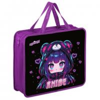 Папка на молнии с ручками ЮНЛАНДИЯ А4, 1 отделение, пластик, 80 мм, Anime fan, 273362 - Премиум Сервис