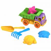 Набор для игр в песке: самосвал "Кама", совочек, грабельки, 3 формочки"Морские",НОРДП, 431779 - Премиум Сервис