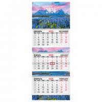 Календарь квартальный 2026г, 3 блока 3 гребня бегунок, мелованная бумага, BRAUBERG EXTRA, Предгорье, 116825 - Премиум Сервис