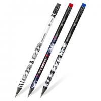 Карандаш чернографитный с принтом BRAUBERG "MANGA", 1 шт, HB,с ластиком, корпус ассорти, 182024 - Премиум Сервис