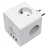 Сетевой фильтр CABLEXPERT Cube, 4 розетки, 16А, 1xType-C PD, 3хUSB, белый, CUBE-4-СU3-W - Премиум Сервис